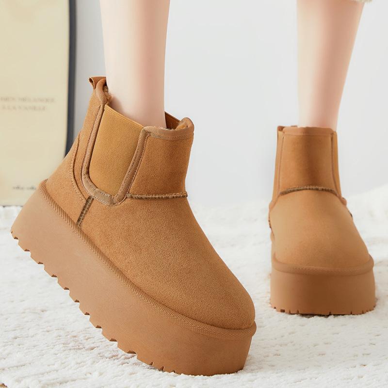 Women's winter snow boots not tired feet thick soles non-slip cold padded lining thickened warm home outdoor travel cotton shoes
