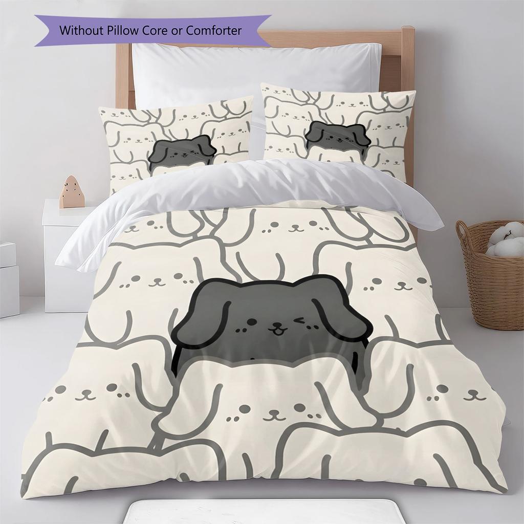 Dachshund Pattern Bedding Quilt Set Quilt Cover Pillowcase Home Decoration Birthday Gift (1 * duvet cover + 2 * pillowcase, without core)