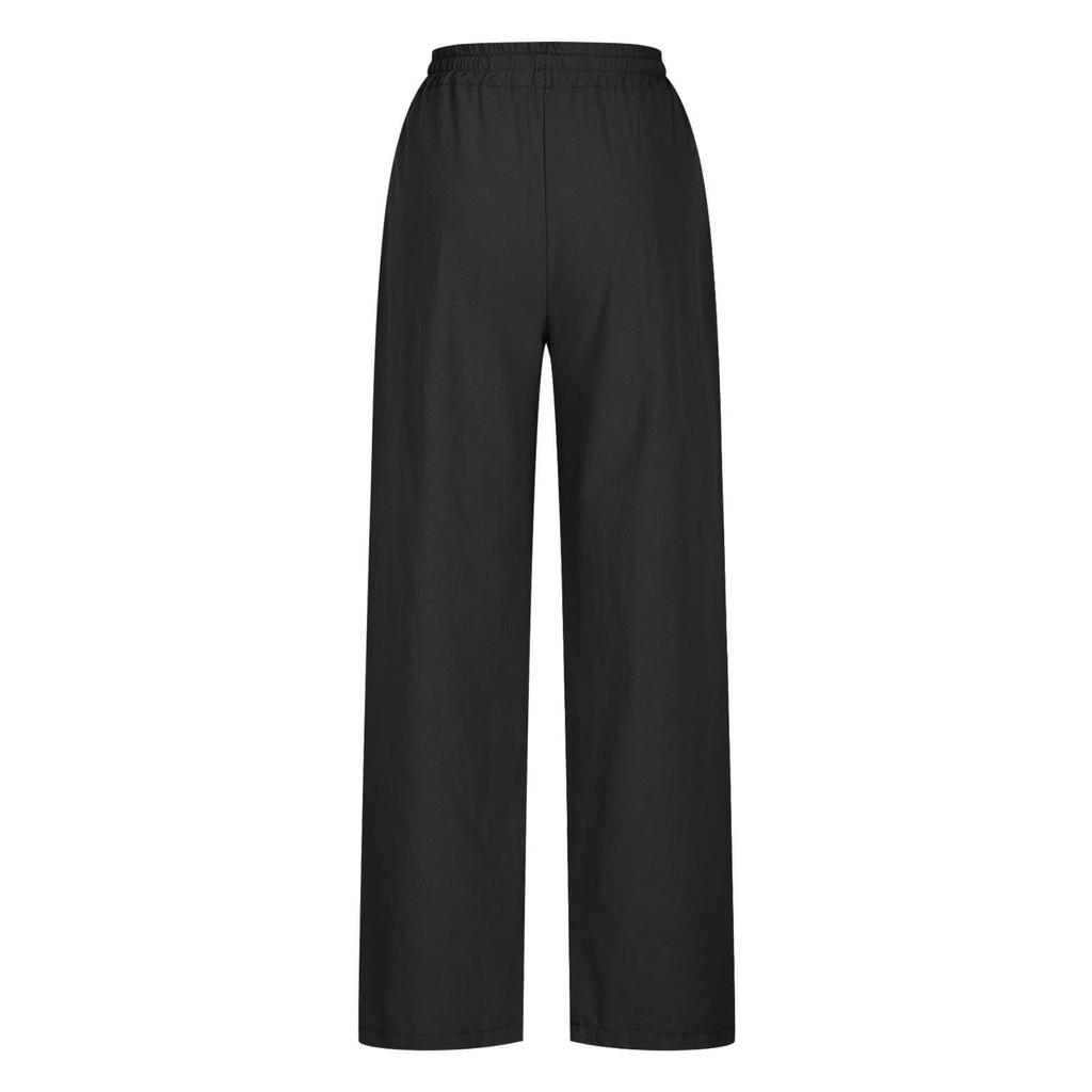 Top For Women Solid Color Casual   Basic Tee Tops Women's Fashion Cotton Linen Elastic Waist Casual Pants