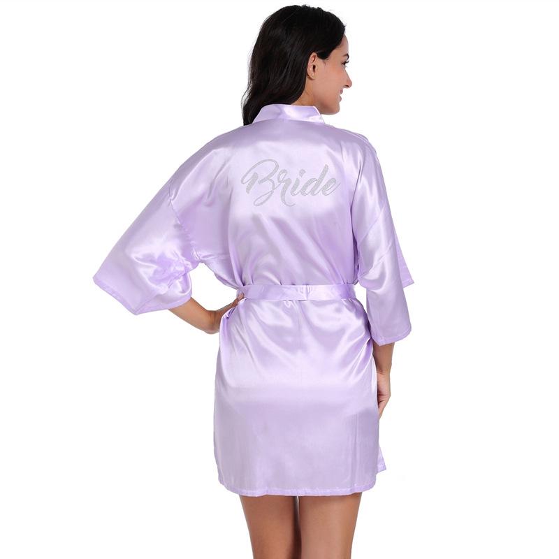 Summer Bride Wedding Nightgown Cardigan, Thin Five-Point Sleeve, Solid Color Morning Gown