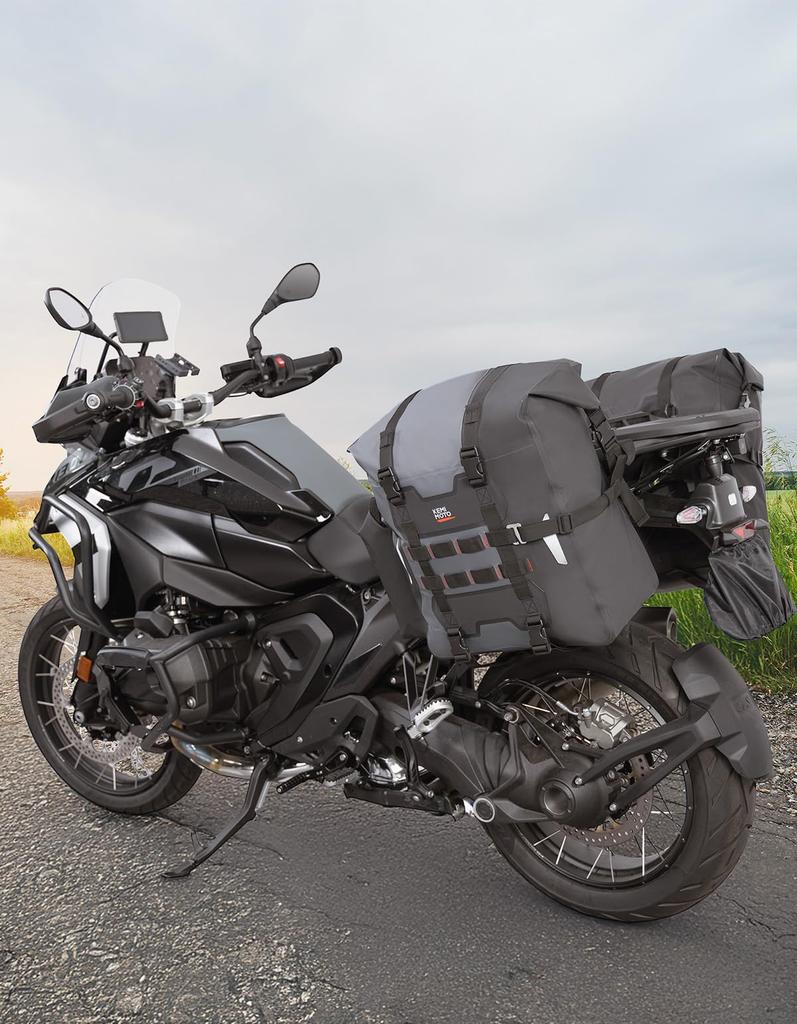 KEMIMOTO Motorcycle Side Bags and Right 52L Large Fully Waterproof and Heat with Bottle Holder (Left Set) - Capacity, Resistant, (KM1032)