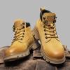 Oryginalna Skóra Żółte Retro Męskie Buty Martin na Grubej Podeszwie - 2025 Wysokie Buty Robocze