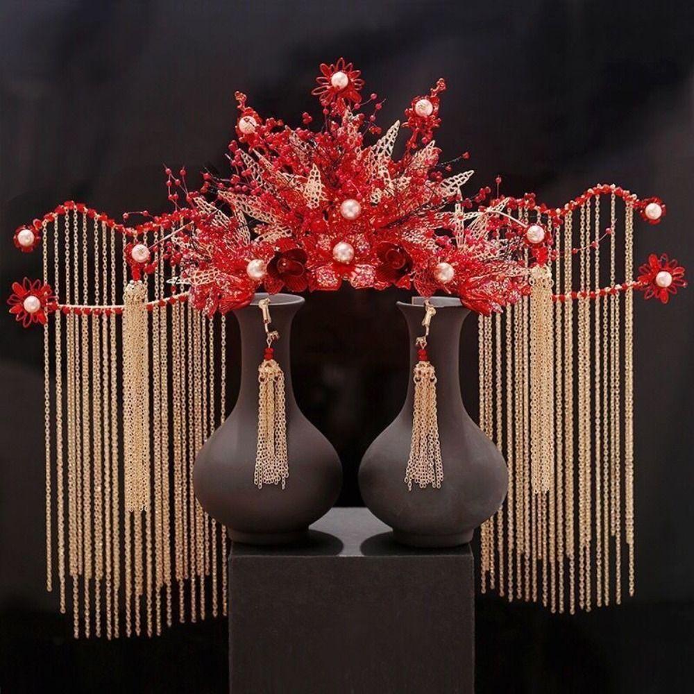 Long Tassels Bridal Headwear Sparkling Phoenix Crown Fashion Crown Hair Clip  Wedding