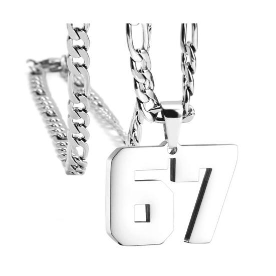 Nummer 67 Anhänger Halskette Edelstahl Herren Väter Brüder Basketball Halskette Hypoallergener Schmuck Geschenk