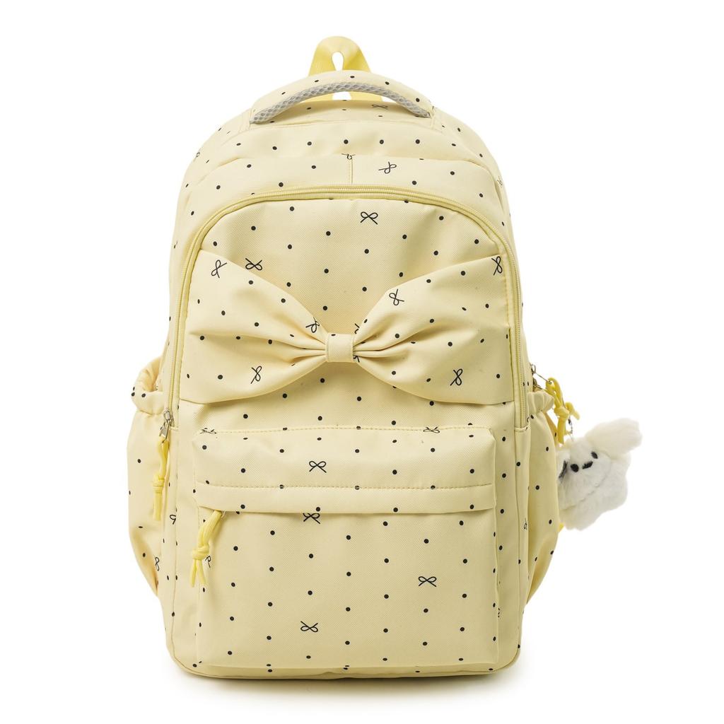 Schoolbag Girl Style Japanese Polka Dot Backpack Female Student Large Capacity High Value Bow Cute Backpack Commuting Travel