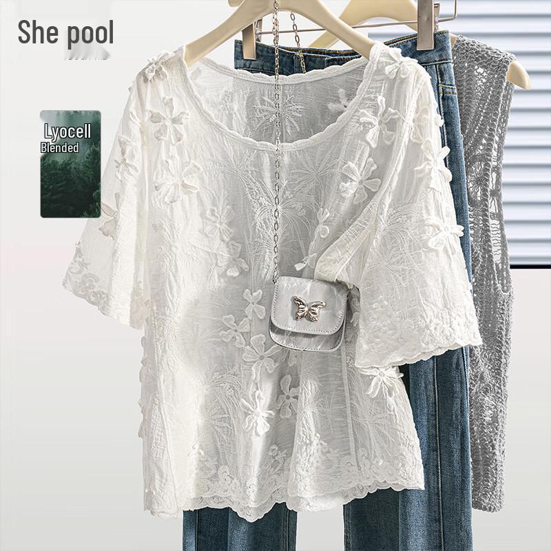 Shechi Women s 2025 Summer Half Sleeve Round Neck Loose Fit T-shirt One Size