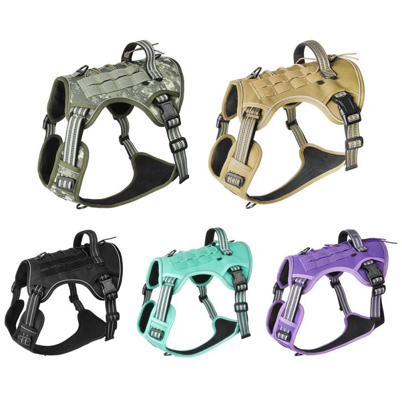Heavy Duty Dog Harness Large Breeds Tactical Vest With Molle System Adjustable No-Pull Chest Strap Outdoor Walking