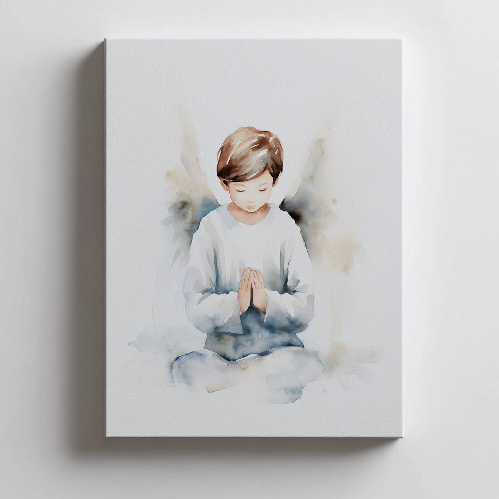 Angelic Prayer of a Boy Angelic Prayer of a Boy, 40X50 Cm, Gold Aluminum Frame, 230 Gsm Matte Paper