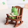 Cartoon Resins Coffee Frogs with Rocking Chair Miniature Decoration Ornament Perfect For Students And Collectors Gift