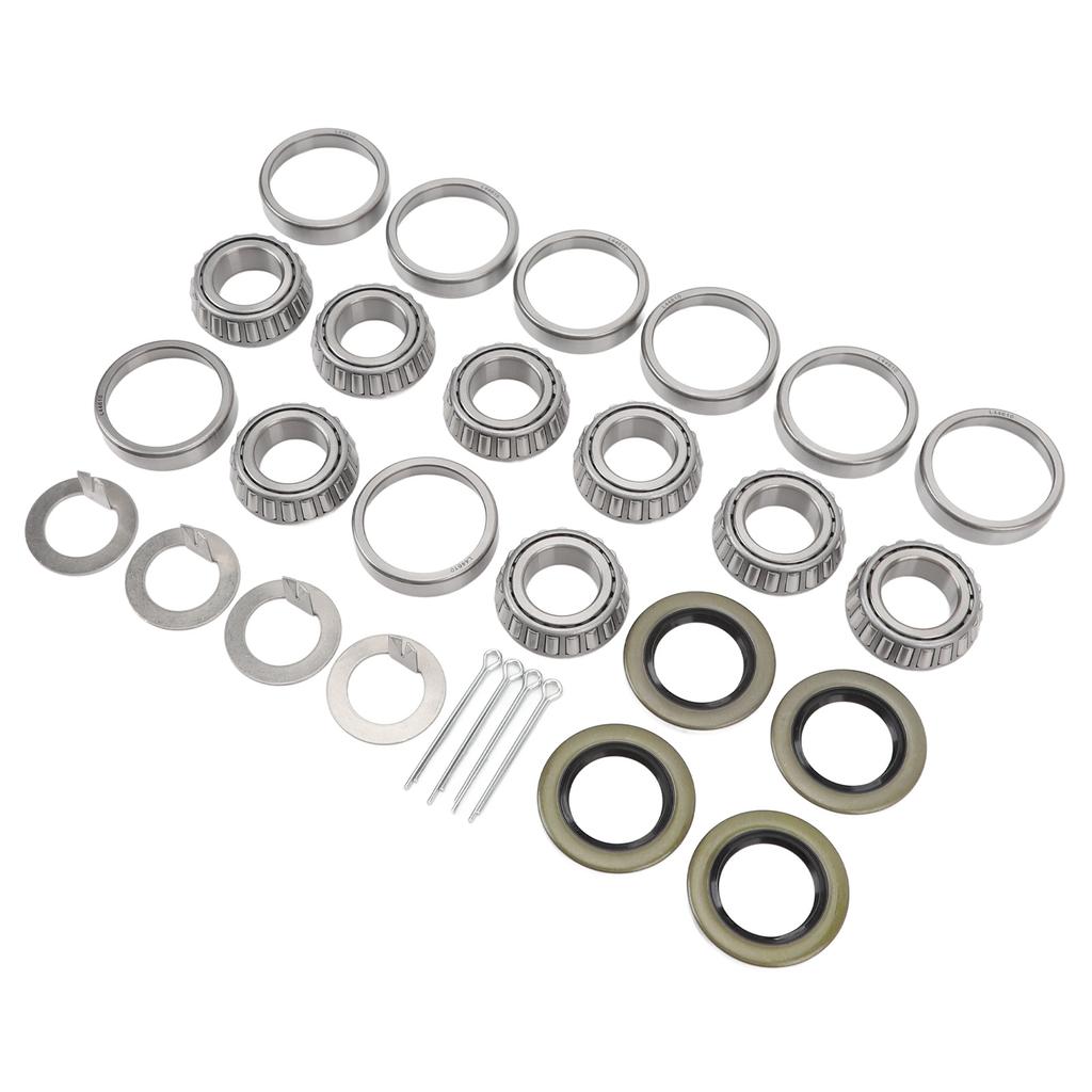 4 Pcs Trailer Wheel Hub Bearings Kit Steel Alloy L44643 Inner Outer Bearings with Outer Ring Grease Seal for 1in 2000‑2200 Lbs Trailer Axle