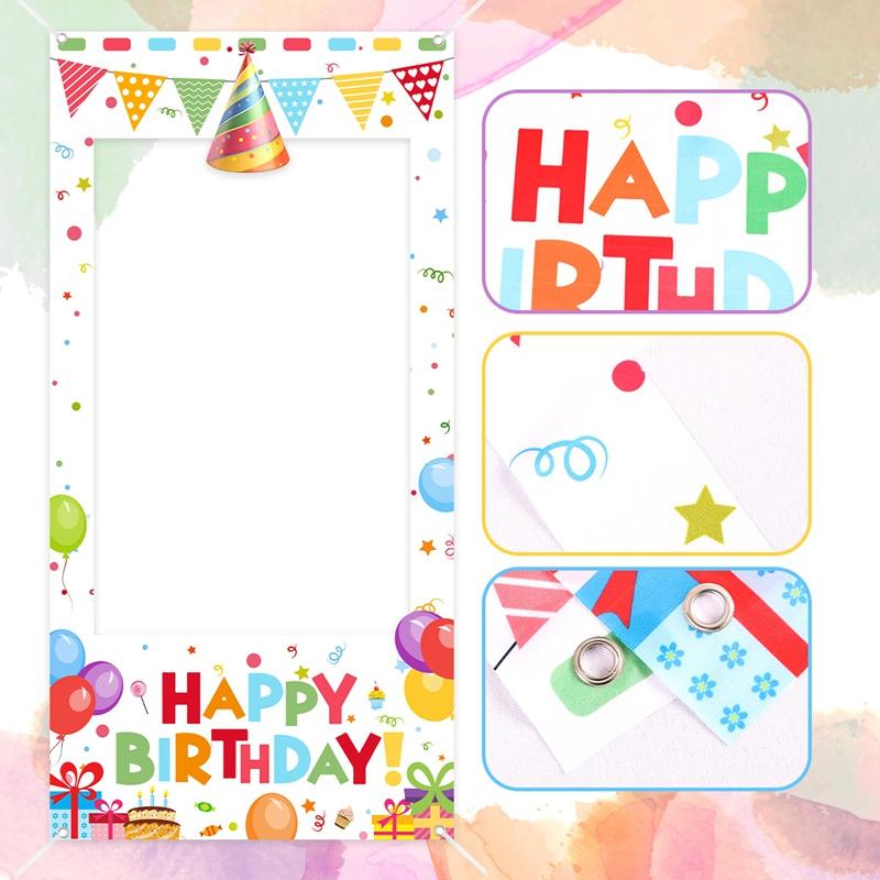 Birthday Party Photo Booth Frame Happy Birthday Photo Frame Backdrop Colorful Balloons Kids Birthday Party Decorations Supplies
