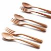 Portable Creative Ice Cream Kitchen Salad Wood Handle Fork Wooden Spoon Utensils Tableware