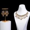 Retro Indian-Style Rhinestone Necklace & Earring Set with Tassel Clavicle Chain