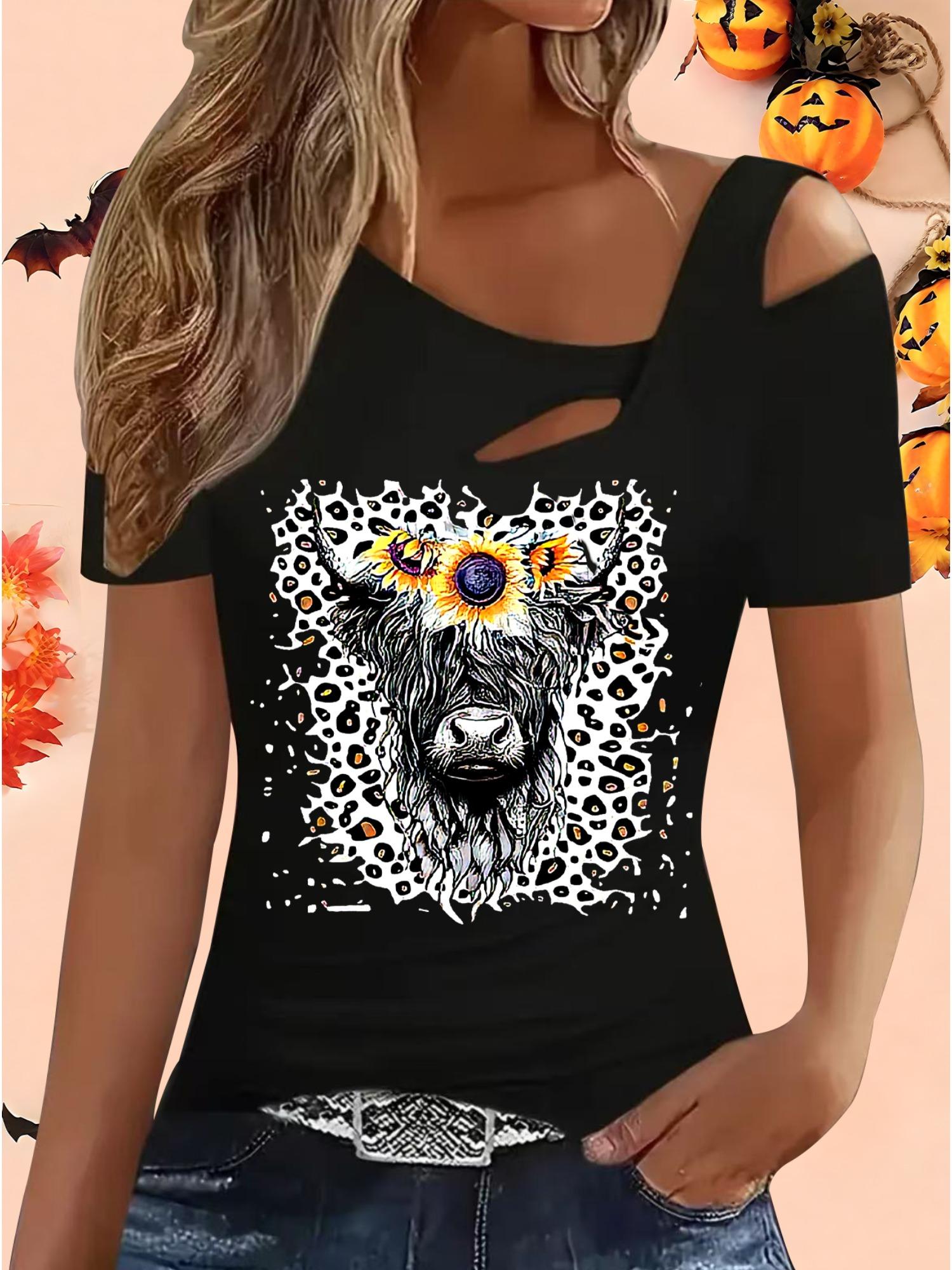 

Женские Свободные Топы Блузки Рубашки Подарок на Хэллоуин и Рождество S чёрный