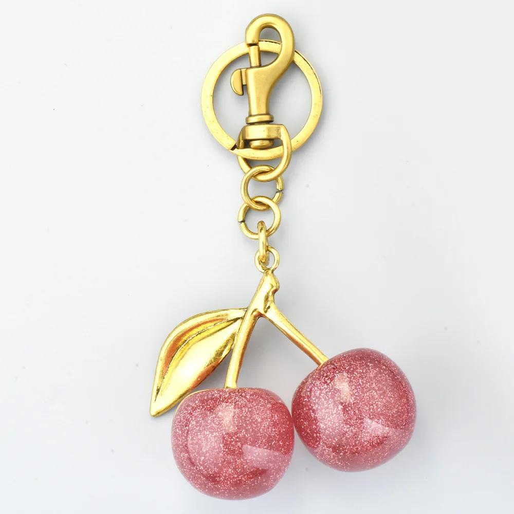 Fruit pendants, accessory jewelry, bag pendants, multi-color cherry lock rings, fashionable and personalized bag pendants