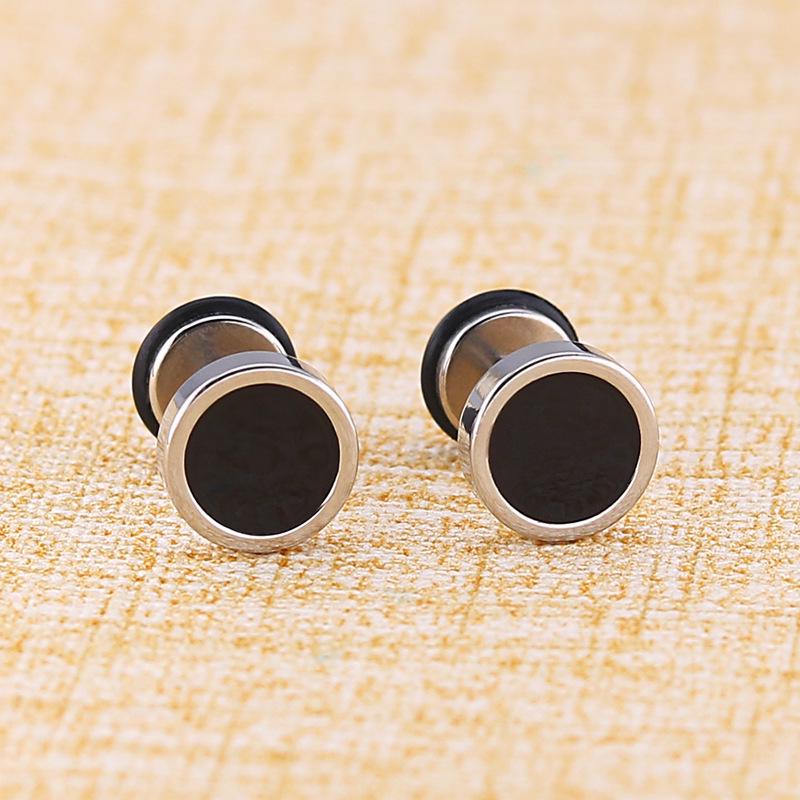 Korean Style Black Enamel Titanium Steel Stud Earrings