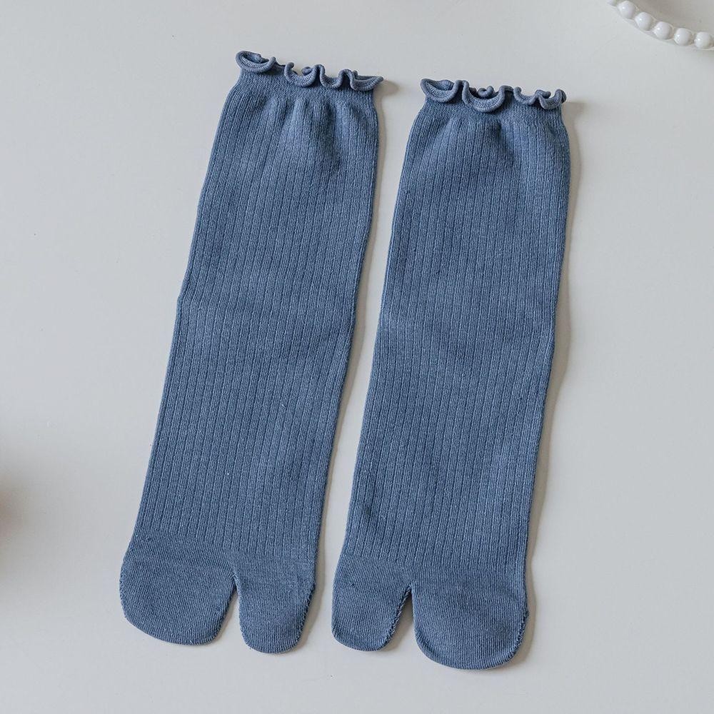 

Candy Color Cotton Ruffles Split Toe Hosiery Two Toe Socks Middle Tube Socks Two Finger Socks синий
