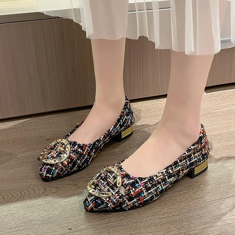 Fashion Spring Autumn Casual Flats Shoes Fashion Pointed Toe Comfortable Non-slip Wear-resistant Simple Metal Decorative Women's Shoes