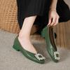 Fairy Feng Shui Diamond Buckle Flat-soled Single Shoes Women's 2025 New Shallow Mouth Square Head Comfortable Versatile Soft Sole Doudou Shoes