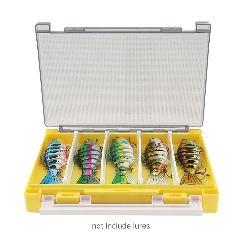 Double Sided PP Fishing Tackle Storage Box Lure Jig Head Hooks Hard Case with Removable Dividers Spong Slot Yellow Gray Green Colors