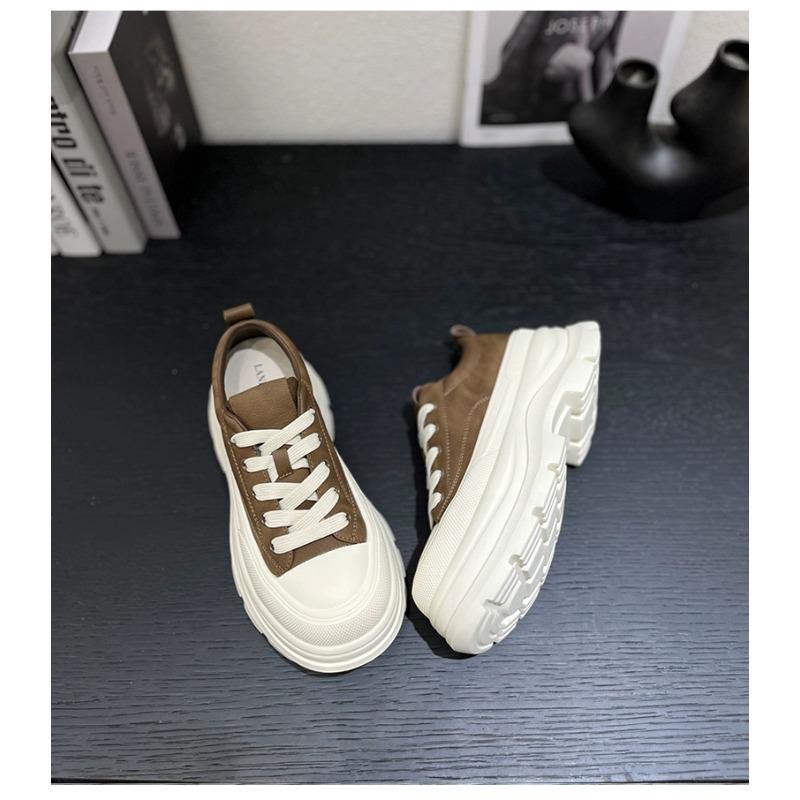 

Autumn new small cm lightweight thick-soled soft leather casual fashion women s versatile muffin shoes 40 малиновий