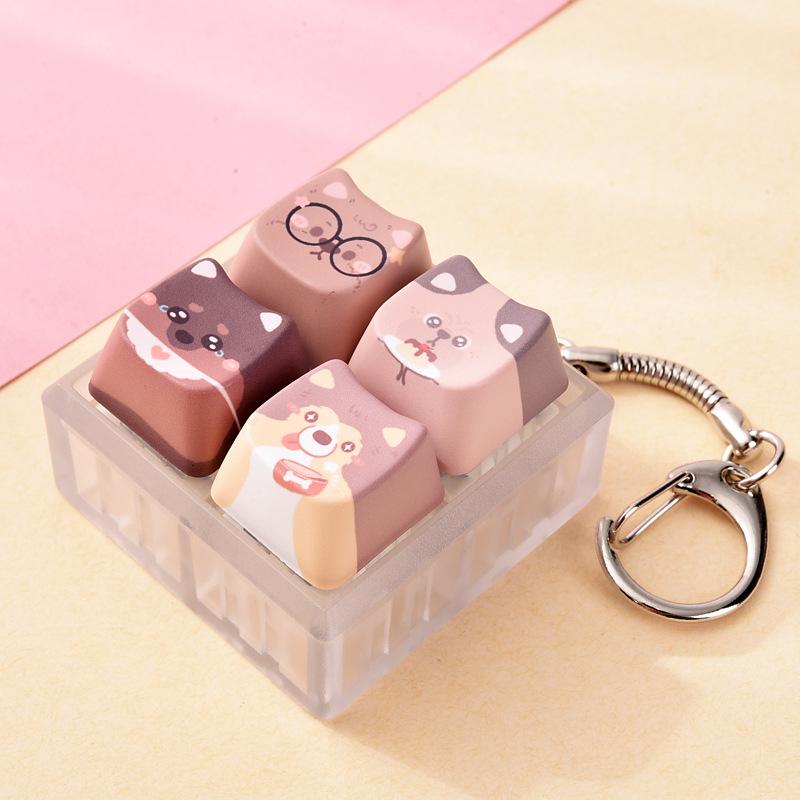 Cute Dog Squeeze Keychain Creative Stress Relief Fidget Pendant Mini Sensory Toy for Handbags Kids Party Gifts