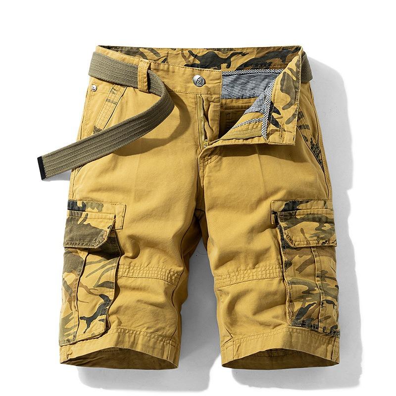 Pantaloncini Cargo Mimetici da Uomo Vestibilità Larga Cotone Lavato Estivo