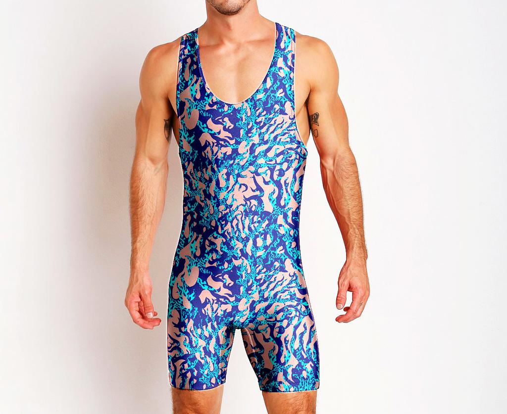 Wrestling suit Wrestling suit One-piece swimsuit Men's gym suit Sportswear Sweat-absorbing light weight training suit