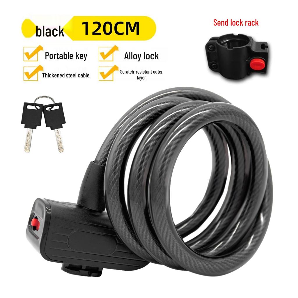 Five-Digit Combination Anti-Theft Steel Cable Lock for Bicycles and Helmets