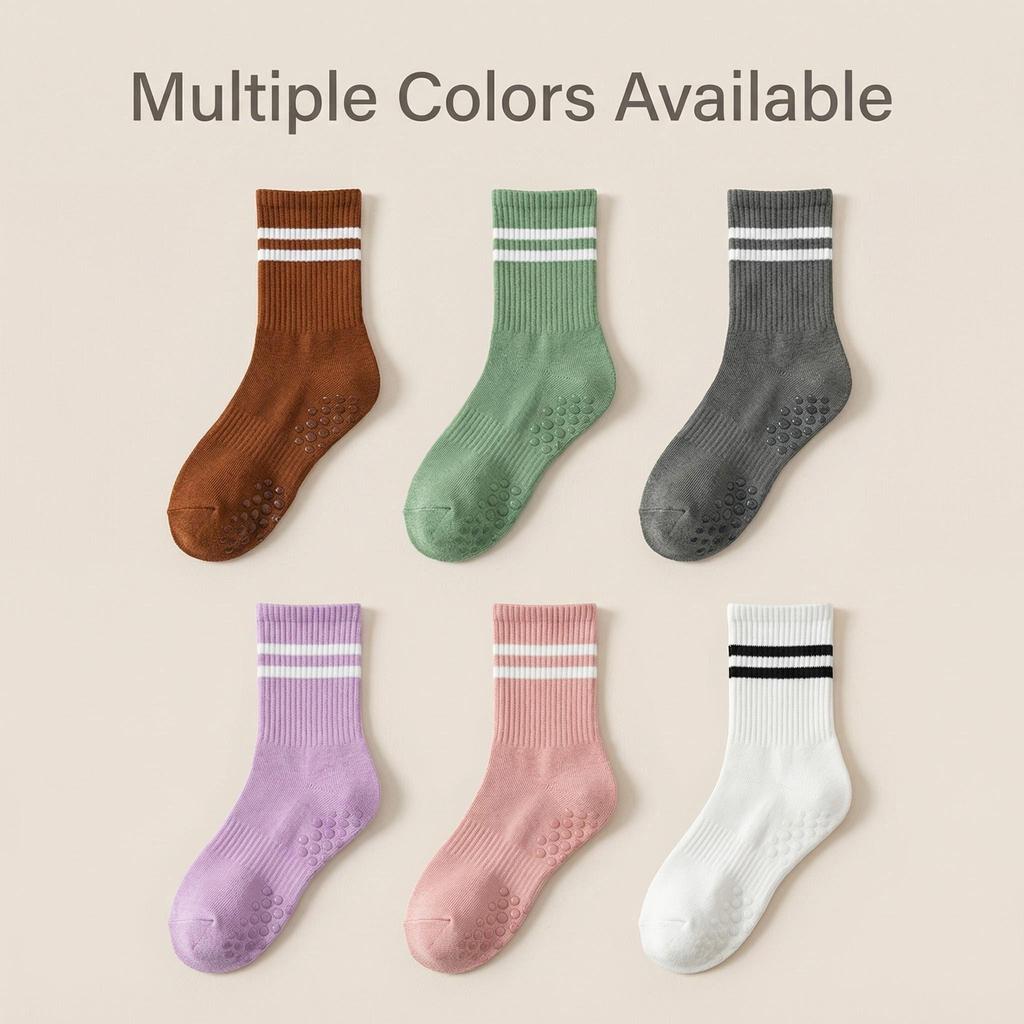 Women's Custom Embroidered Logo Pilates Reformer Socks Knitted Yoga Socks Grip for Autumn Season Crew High Logos Cuff Bottom