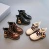 Girls' 2025 Autumn Princess Leather Short Boots - Stylish Medium & Large Children's Martin Boots