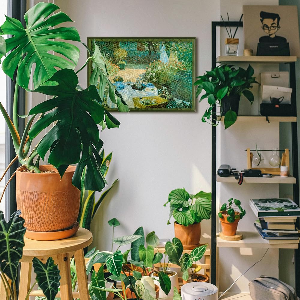 MISITU Micro Piece Jigsaw Puzzle, 1000 Pieces, Claude Monet's "Lunch" Landscape, Art, Masterpiece, Flower Garden, Gift, Birthday, Christmas, Stylish