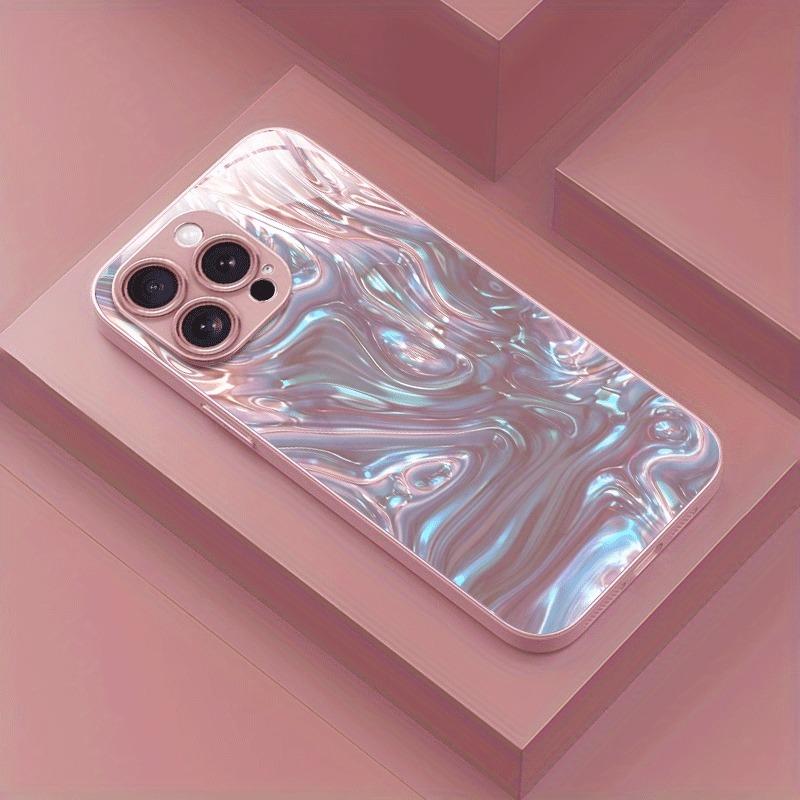 

Lasers Textured Iridescent Metal Paint Glass Phone Case For iPhone 17 Pro Max 16 15 14 13 12 11 Pro 16 15 Plus 16E 17Air Cover iPhone 12 Pro Max