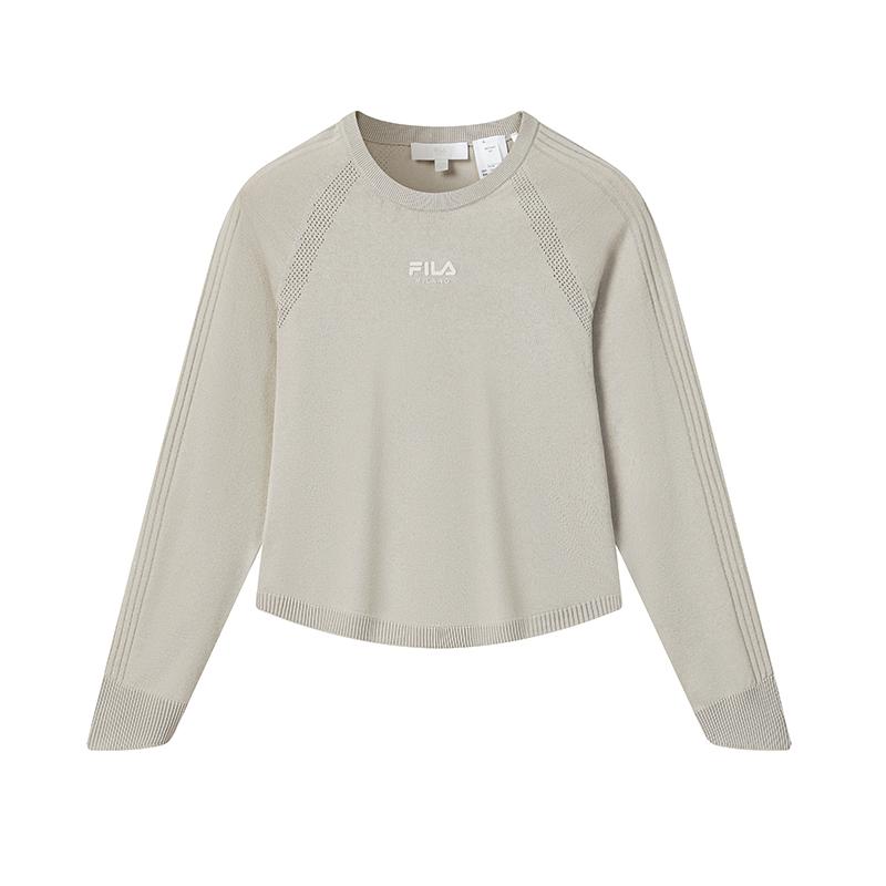 Fila Серия Milano Модный Классический Простой Ретро Повседневный Удобный Универсальный С круглым вырезом Приталенный Вязаный Свитер Женские топы F11W615409FBG S
