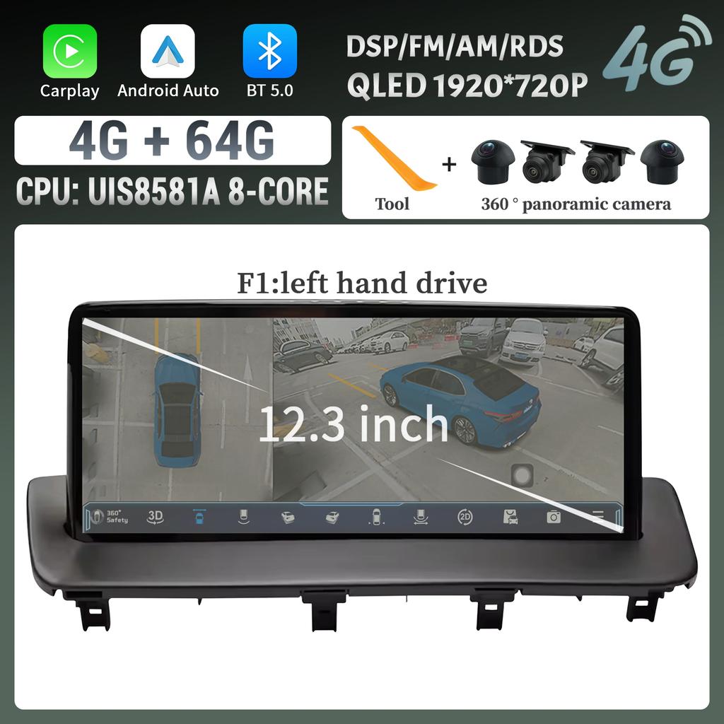 12.3" For MAZDA CX-9 2016-2021 Car Radio Multimedia Video Player Screen Navigation GPS BT Android CarPlay Touch Screen  Stereo