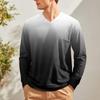 Pánské tričko s dlouhým rukávem s V-výstřihem, ležérní, módní, s potiskem
