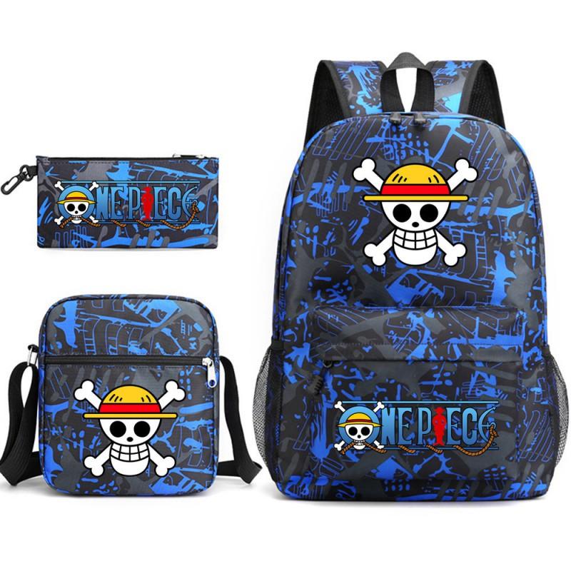 One Piece Anime Backpack Kids School Use Large Capacity Oxford Fabric Dual Shoulder Bag With Padded Straps