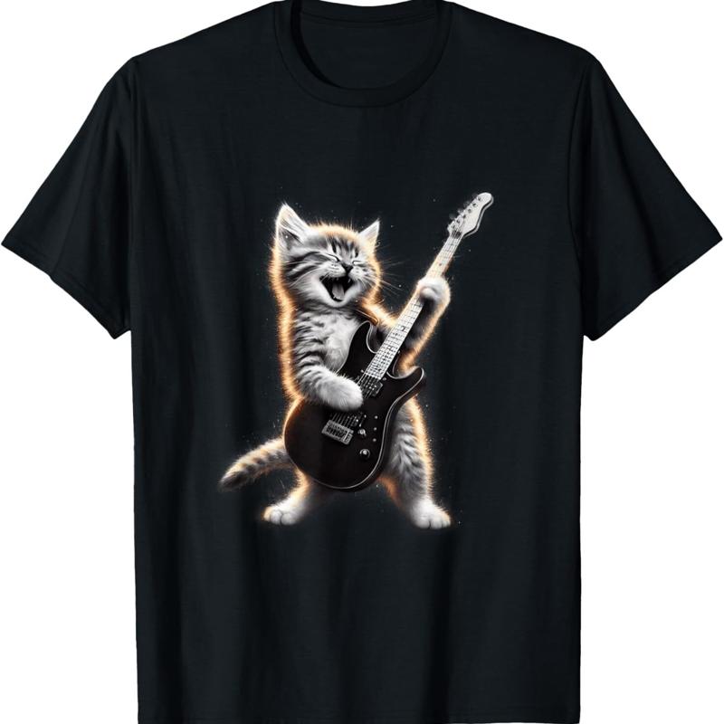 Rocking Kitten Playing Electric Guitar T-shirt