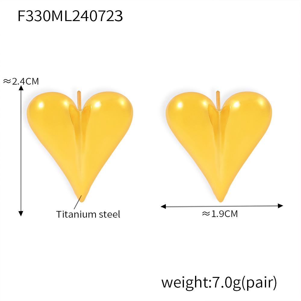 Orecchini a Bottone a Forma di Cuore con Strass Qiong Yao - Accessori in Acciaio Inossidabile Placcato Oro 18K