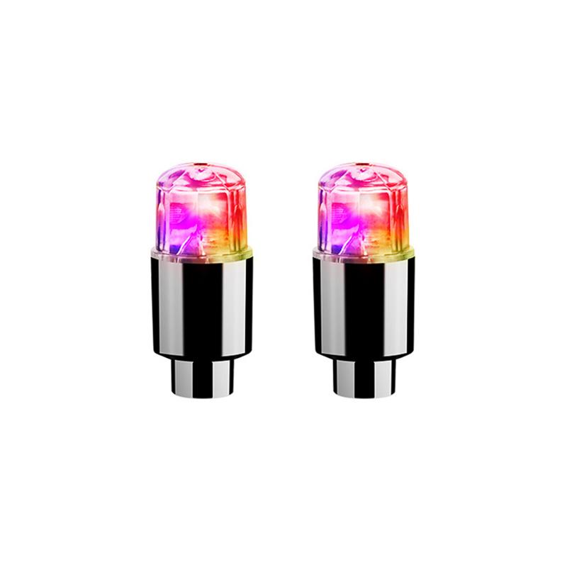 4Pcs Colorful LED Wheel Lights Car Tire Valve Caps Neon Light Bulb Universal Car Motorcycle Bicycle Valve Cover Auto Exterior