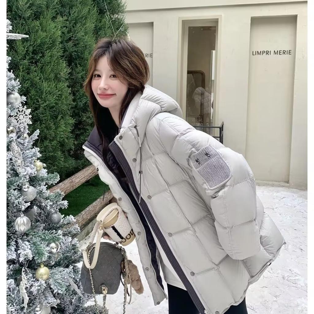 Puff short down jacket women's hooded small warm bread jacket high-rise soft white duck down thickened jacket tide