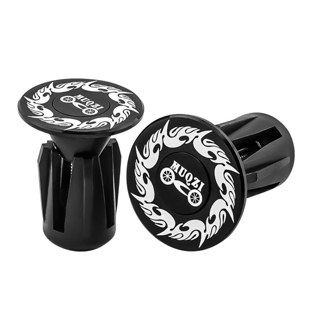 1 Pair Universal Bike Handlebar Plugs Flame Pattern Handlebar Grip End Plugs  Folding Bicycle