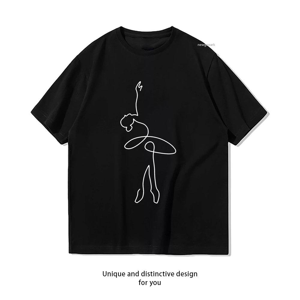 BALLERINA LINE ART Ballet dancer tutu ballet life Classic TShirt Women Unisex Casual cotton graphic t shirts Creative S