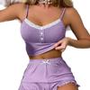 Thin lace suspender shorts pajamas women's two-piece set sexy loungewear European and American new lace