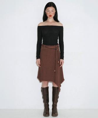 Cecese Bohemian Asymmetrical Cut Skirt Brown