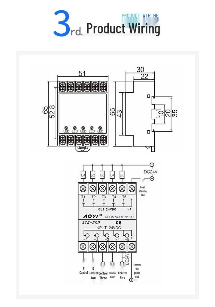 AOYI ST5-5DD Five-Way DC SSR Controller