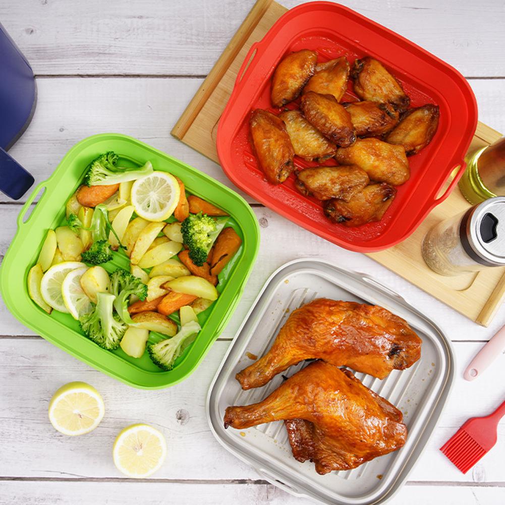 Foldable Silicone Air-Fryer Basket High Temperature Resistance Air-Fryer Pan Kitchen Supplies