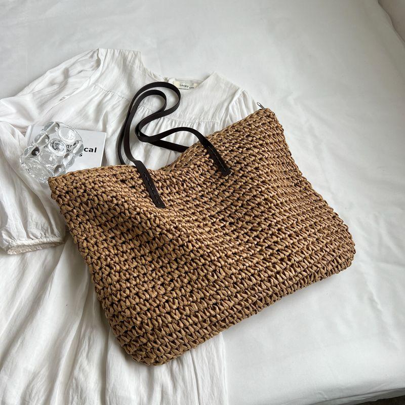 Handwoven Large Capacity Straw Tote Bag for Women - Spring/Summer Shoulder Bag for Commute & Beach