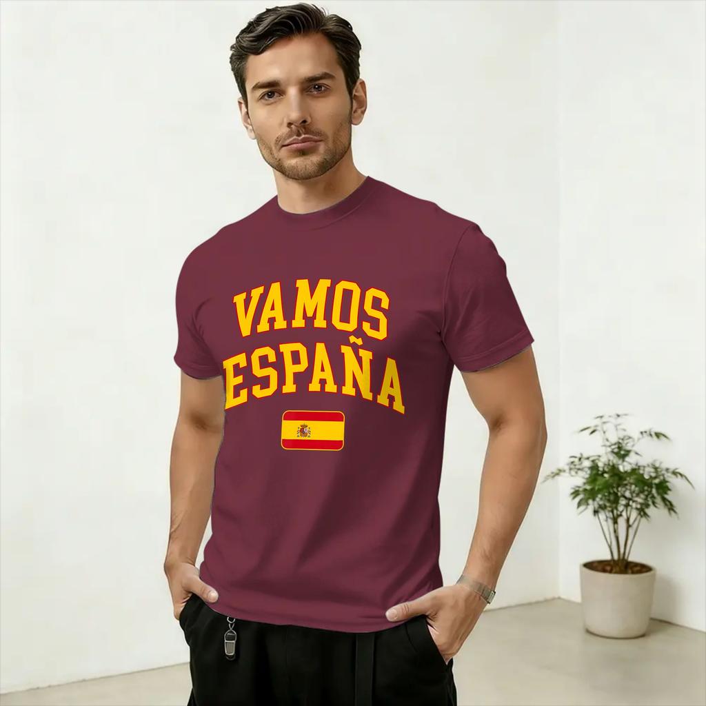Spain Flag Vintage Espana Pride Spanish Unisex's T Shirt Fashion Tees Short Sleeve O Neck T-Shirt Pure Cotton Gift Idea Clothing