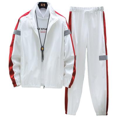 Jacket+Pants Sportswear Men's Spring and Autumn Sweatshirt Running Casual Two Piece Set Plus Size